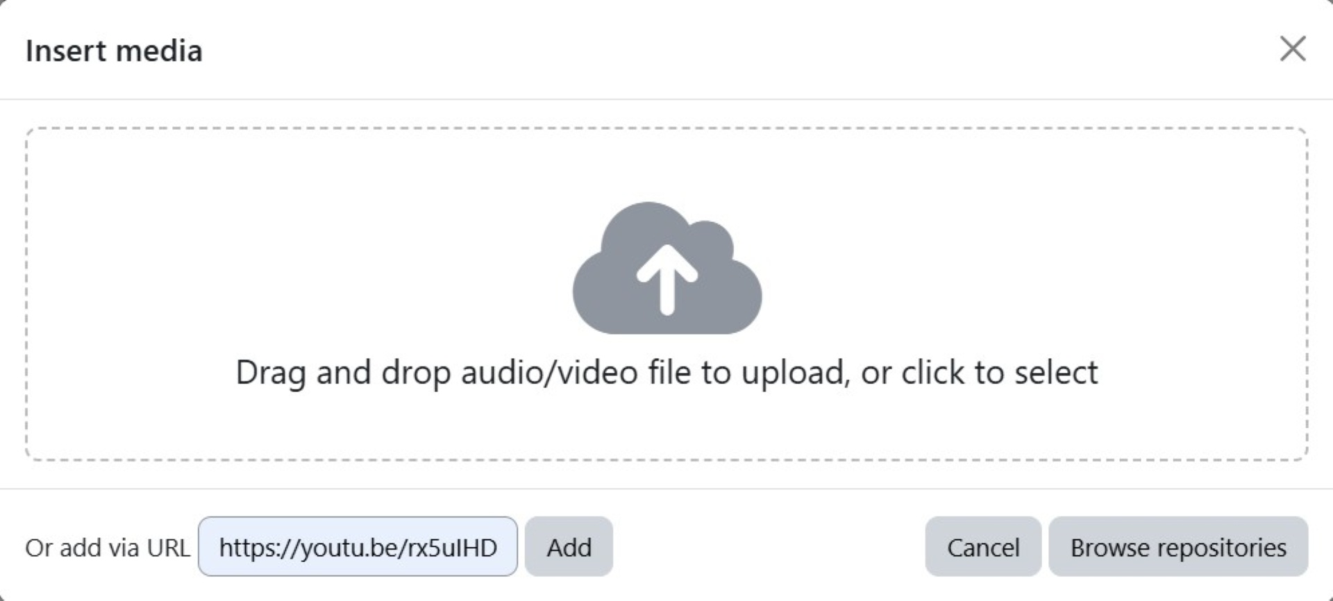 Atto add media dialoog url